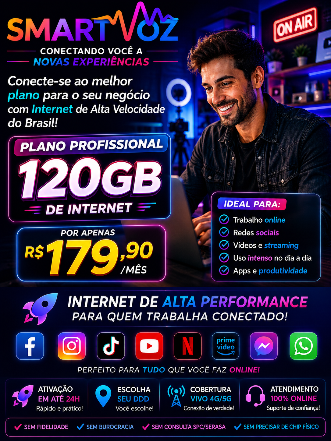 Plano PROFISSIONAL — 120GB de internet